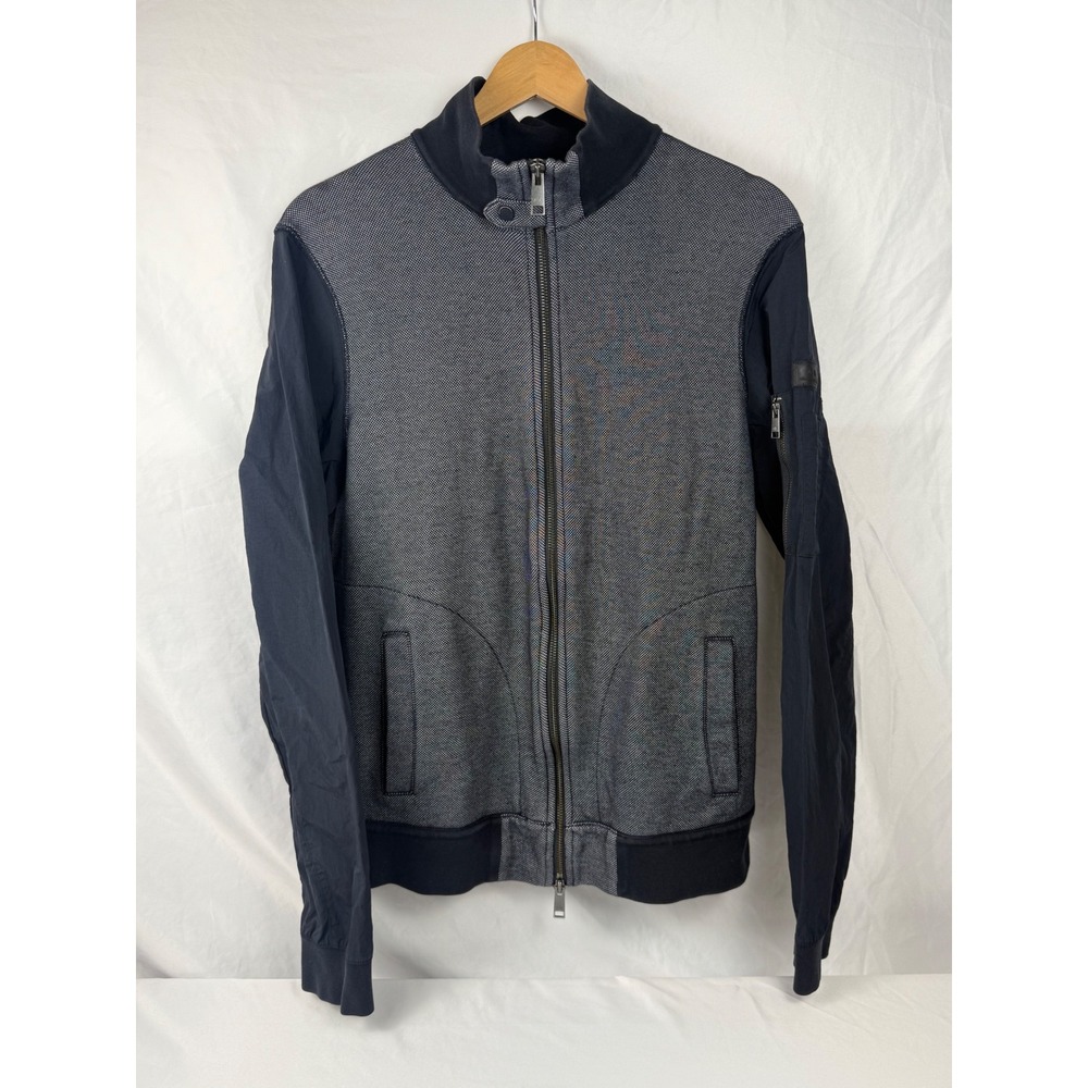 Armani Exchange Size‎ M Men's Full Zip Track Jacket Navy Blue Textured Bomber